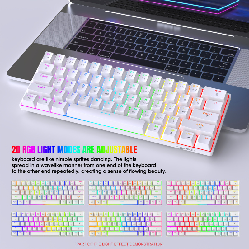 V900RGB 61 key mechanical keyboard hot swappable red axis dual color injection molded keycap dazzling light compact design